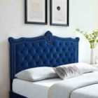 Eleganza Home Lika Blue Plush King 26 Inch Strutted Headboard