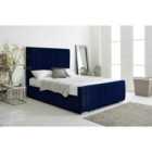 Eleganza Willard Blue Plush Velvet Single Bed Frame