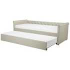 Beliani Trundle Bed Fabric Libourne 90 X 200 Cm Eu Single Beige