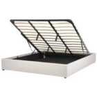 Beliani Ottoman Bed Fabric Dinan 180 X 200 Cm Eu Super King Light Beige