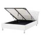 Beliani Ottoman Bed Faux Leather Metz 140 X 200 Cm Eu Double White