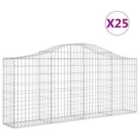 vidaXL Arched Gabion Baskets 25 pcs 200x30x80/100 cm Galvanised Iron