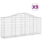 vidaXL Arched Gabion Baskets 9 pcs 200x30x80/100 cm Galvanised Iron