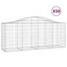 vidaXL Arched Gabion Baskets 50 pcs 200x50x80/100 cm Galvanised Iron