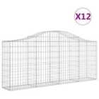 vidaXL Arched Gabion Baskets 12 pcs 200x30x80/100 cm Galvanised Iron