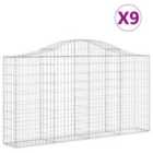 vidaXL Arched Gabion Baskets 9 pcs 200x30x100/120 cm Galvanised Iron