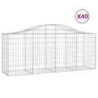vidaXL Arched Gabion Baskets 40 pcs 200x50x80/100 cm Galvanised Iron