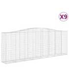 vidaXL Arched Gabion Baskets 9 pcs 400x50x140/160 cm Galvanised Iron