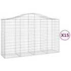 vidaXL Arched Gabion Baskets 15 pcs 200x50x120/140 cm Galvanised Iron