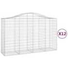 vidaXL Arched Gabion Baskets 12 pcs 200x50x120/140 cm Galvanised Iron