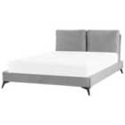 Beliani Bed Velvet Melle 140 X 200 Cm Eu Double Grey