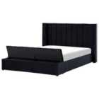 Beliani Bed With Storage Bench Velvet Noyers 180 X 200 Cm Eu Super King Black