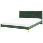 Beliani Bed Velvet Limoux 180 X 200 Cm Eu Super King Dark Green