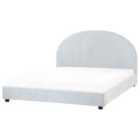 Beliani Bed Fabric Vaucluse 160 X 200 Cm Eu King Size Light Blue