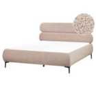 Beliani Bed Boucle Lessay 160 X 200 Cm Eu King Size Taupe