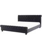 Beliani Bed Velvet Avallon 180 X 200 Cm Eu Super King Black