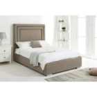 Eleganza Santiago Mink Arlington Fabric Double Bed Frame