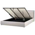 Beliani Ottoman Bed Fabric Bajonna 180 X 200 Cm Eu Super King Light Grey