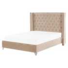 Beliani Bed Velvet Lubbon 160 X 200 Cm Eu King Size Beige