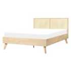 Beliani Bed Rattan Monpazier 140 X 200 Cm Eu Double Light Brown