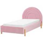 Beliani Velvet Eu Single Size Bed Pink Anet
