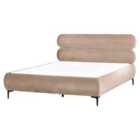 Beliani Bed Velvet Lessay 160 X 200 Cm Eu King Size Taupe