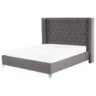 Beliani Bed Velvet Lubbon 180 X 200 Cm Eu Super King Grey