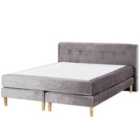Beliani Divan Bed Velvet Marquise 160 X 200 Cm Eu King Size Grey