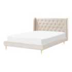 Beliani Bed Velvet Forbach 140 X 200 Cm Eu Double Beige