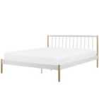 Beliani Bed Metal Maurs 180 X 200 Cm Eu Super King White