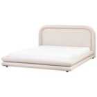 Beliani Bed Faux Linen Lavardens 180 X 200 Cm Eu Super King Light Beige