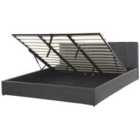 Beliani Ottoman Bed Faux Leather Dreux 180 X 200 Cm Eu Super King Dark Grey