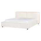 Beliani Bed Fabric Linards 160 X 200 Cm Eu King Size Off-white