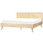 Beliani Bed Rattan Monpazier 180 X 200 Cm Eu Super King Light Brown