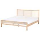 Beliani Bed Pine Wood Salernas 180 X 200 Cm Eu Super King Light Brown