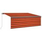 vidaXL Manual Retractable Awning With Blind 4.5X3M Orange & Brown