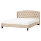 Beliani Bed Fabric Bordeaux 160 X 200 Cm Eu King Size Beige