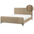 Beliani Bed Boucle Lunan 160 X 200 Cm Eu King Size Taupe