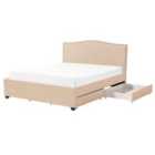 Beliani Bed With Storage Drawers Fabric Montpellier 160 X 200 Cm Eu King Size Beige