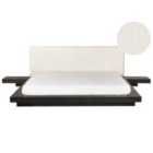 Beliani Bed Boucle Zen 180 X 200 Cm Eu Super King Dark Ash Wood