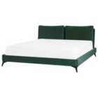 Beliani Bed Velvet Melle 180 X 200 Cm Eu Super King Emerald Green