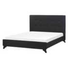 Beliani Bed Fabric Ambassador 140 X 200 Cm Eu Double Black