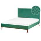 Beliani Bed Velvet Bayonne 160 X 200 Cm Eu King Size Dark Green