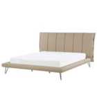 Beliani Bed Faux Leather Betin 180 X 200 Cm Eu Super King Sand Beige