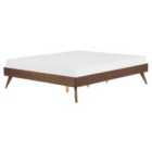 Beliani Bed Without Headboard Berric 160 X 200 Cm Eu King Size Dark Ash Wood