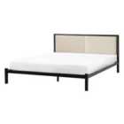 Beliani Bed Metal Clamart 140 X 200 Cm Eu Double Light Beige