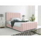 Eleganza Coraline Pink Plush Velvet Double Bed Frame