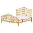 Beliani Bed Rattan Domeyrot 160 X 200 Cm Eu King Size Light Brown