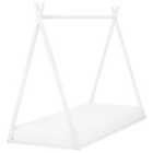 Beliani Wooden Kids House Bed Eu Single Size White Saurat