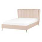 Beliani Bed Velvet Miribel 140 X 200 Cm Eu Double Beige
